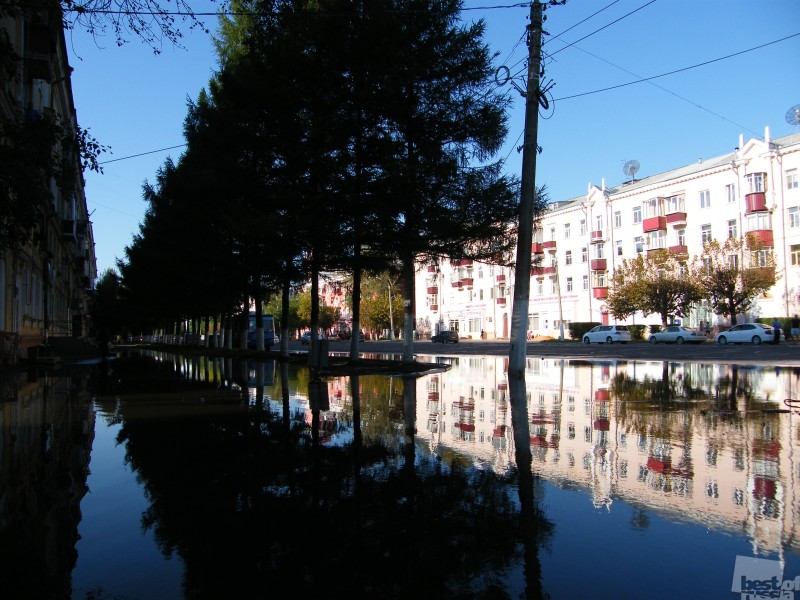 пр. Мира, Комсомольск-на-Амуре во время наводнения, сентябрь 2013