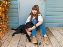 Teenage girl with a dog
