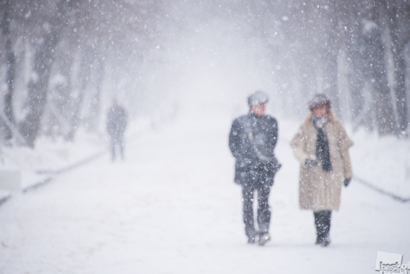 Couple in a Snowstorm