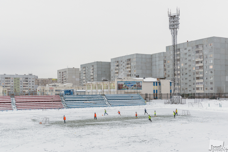 Football on a winter football ground