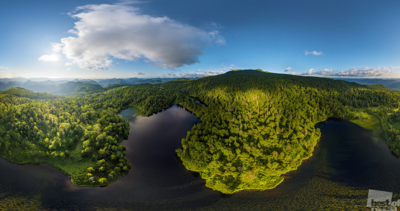 Over the forest lake, Spamberg mount