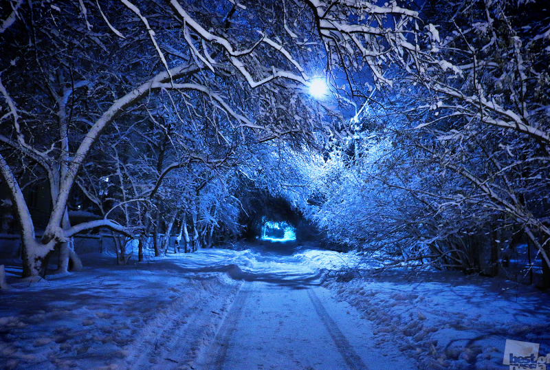 Синий фонарь на дороге в сказку