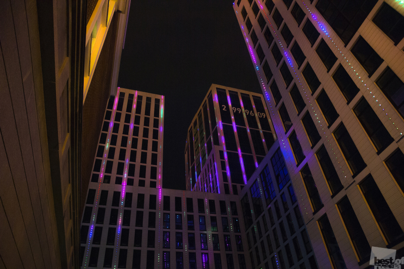 Подсветка здания в центре Уфы