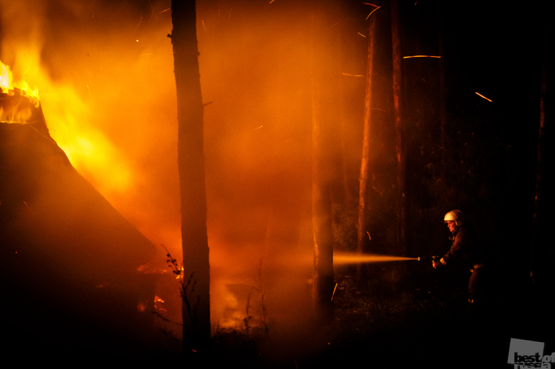 Ночной пожар в лесу