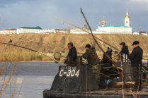 Fishermans on Irtysh river